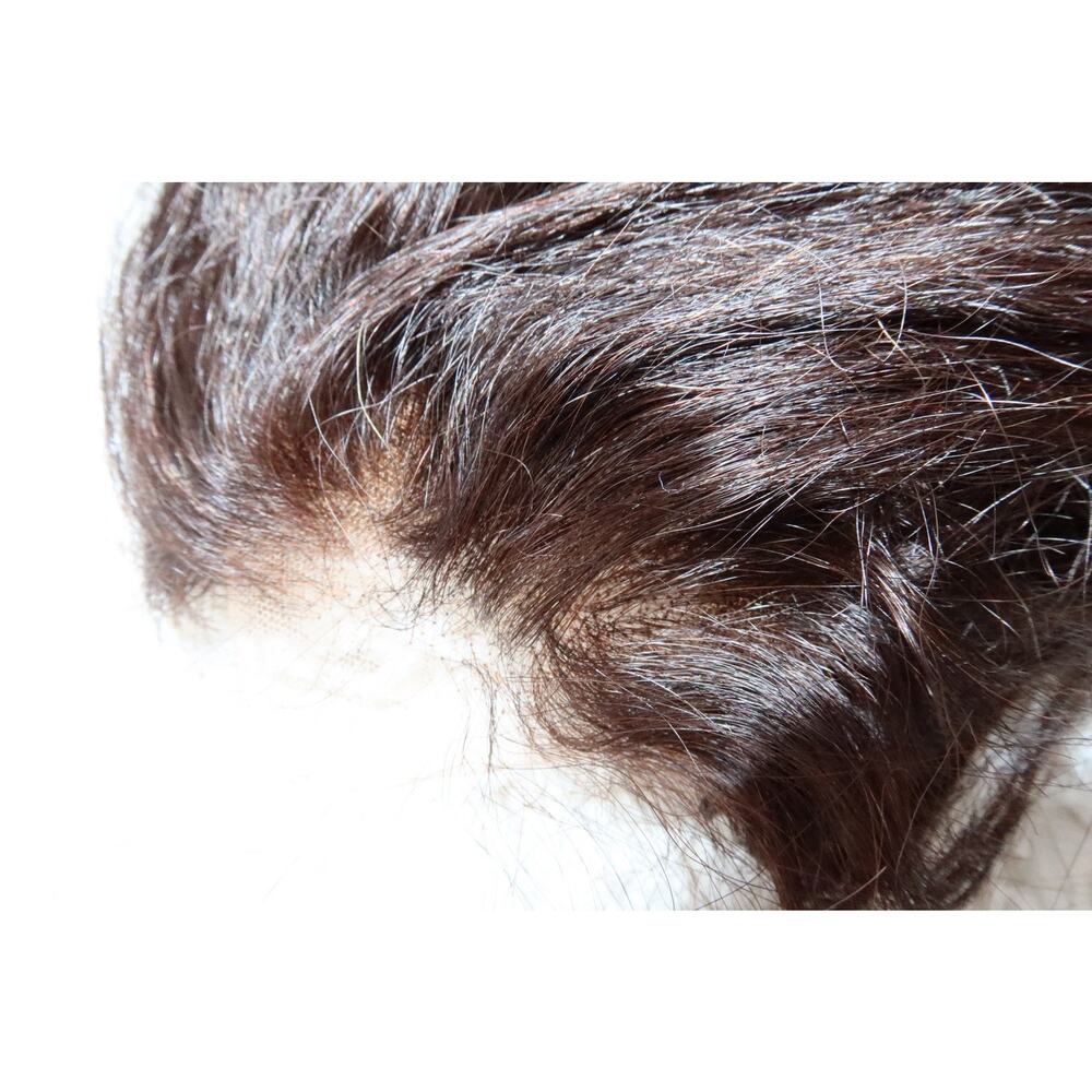 Yoowigs 18” 100% Human Hair Lace Front Wig Brown Light Yaki Uncut Lace